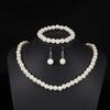 Fashion Pearl Necklace Set For Women - Bracelet And Earrings Set Wedding Jewelry Set For Brides.