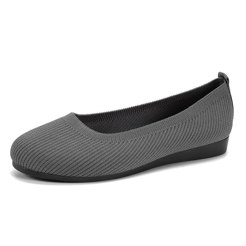 Women's Knitted Flat Shoes, Comfy Round Toe Hollow Out Slip On Shoes, Breathable Walking Shoes