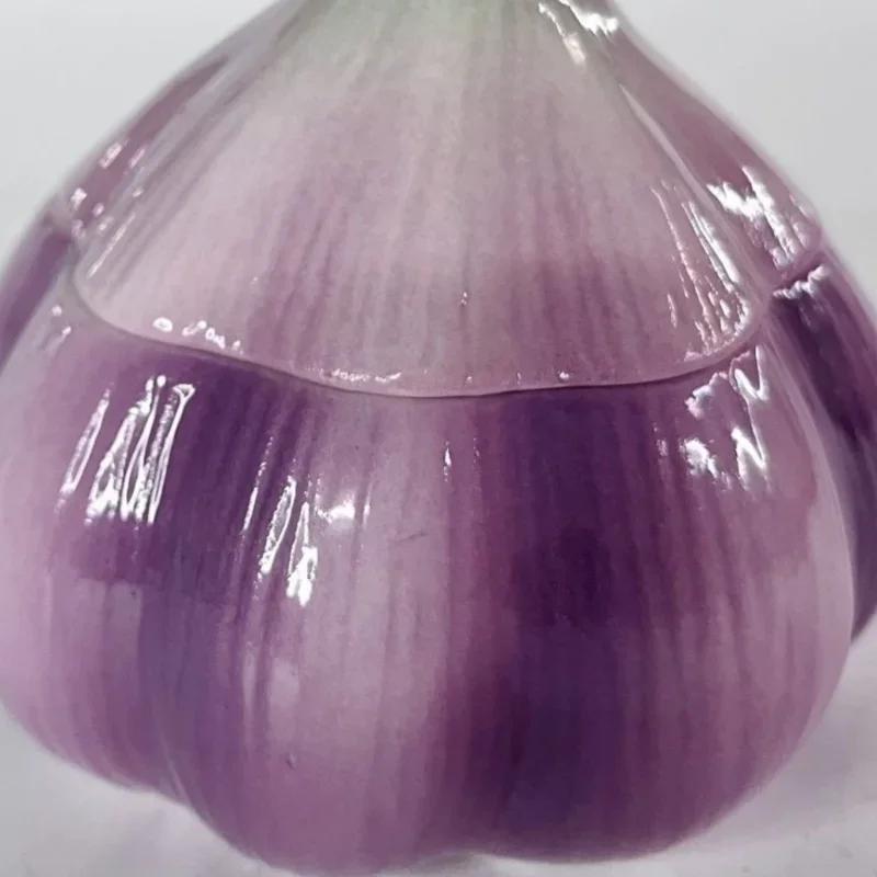Purple Garlic Ceramic Storage Jar Kitchen Storage Container Candy Nut Jar Storage Box Home Decoration