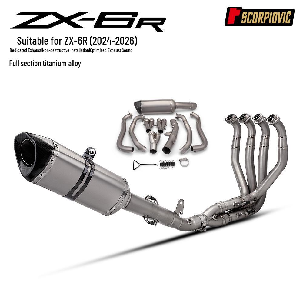ZX6R Titanium Alloy Full Exhaust System: Front & Tail Sections for Moped Modification
