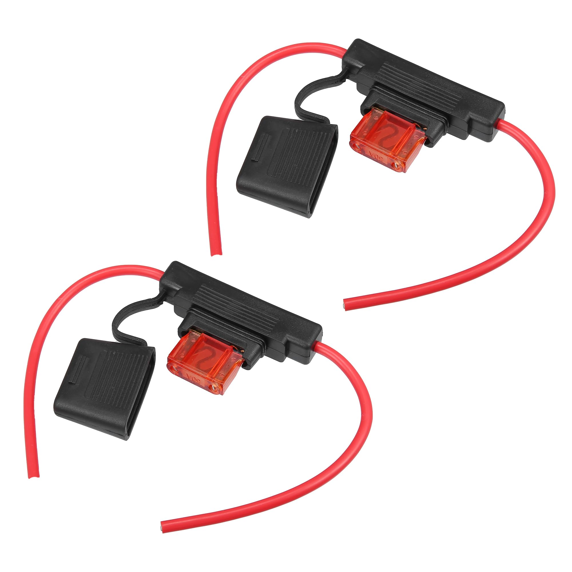 uxcell Car Inline ATC Style 50A Large Fuse Holder DC 10 Gauge 2 Set 50A чёрный