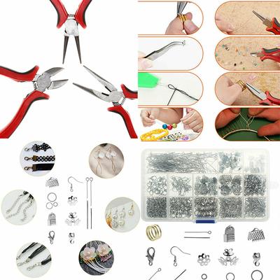 760/768 Stück Handwerkzeuge DIY Schmuckzubehör 15 Fächer Box Materialien Nadel Ring Schnalle Zange Pinzette Ösen Werkzeugteile