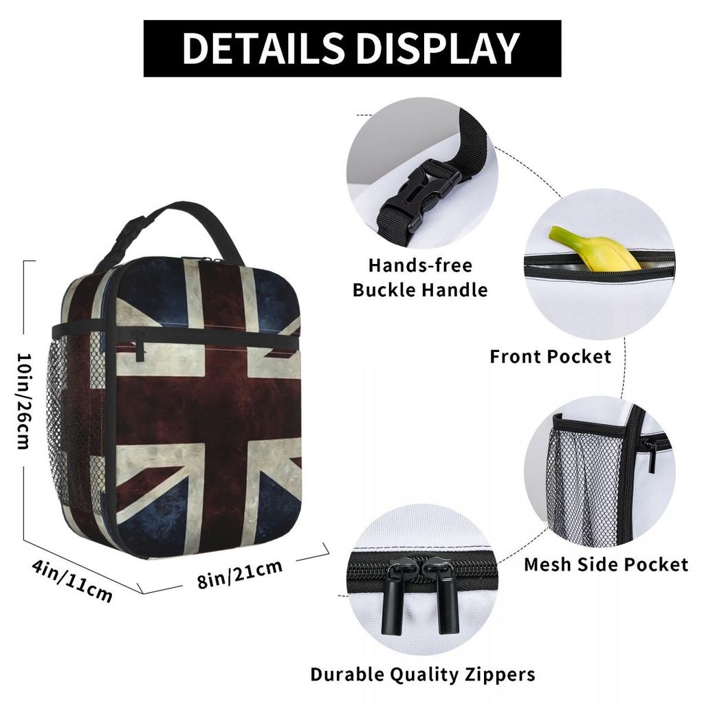 Union Jack Flag Of The UK Insulated Lunch Bag for Women Office Cooler Thermal Food Box Tote Portable Lunch Boxes Container