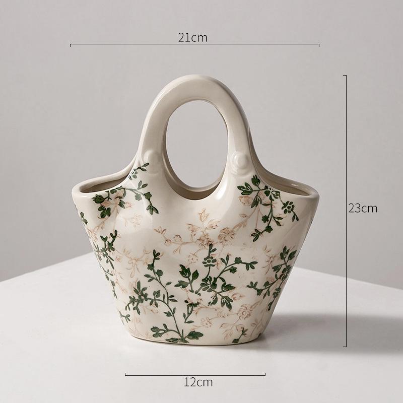 American Country Crackle Glaze Ceramic Milk Jug Vase - Pastoral Feng Shui Flower Arrangement Retro Decor