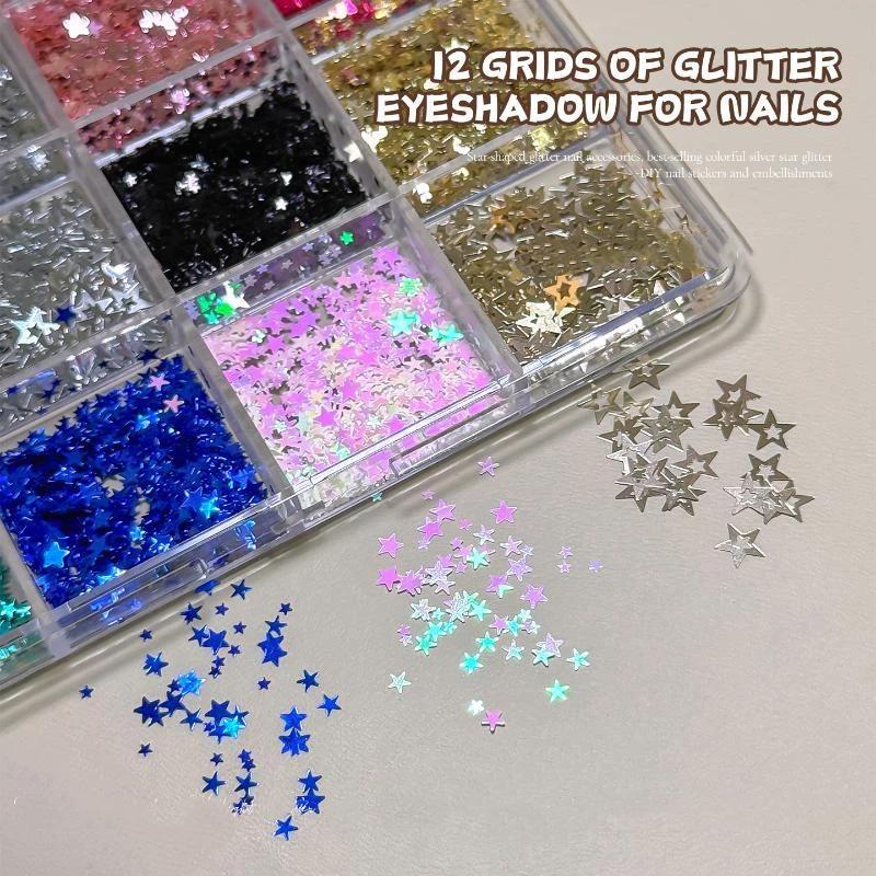 1 Box Mini Ultra Thin Round Glitter Sequin Wave Dot Star Pentagram Shiny Nail Art Accessories Diy Decoration