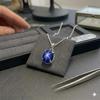 Minimalist Blue Star Sapphire Pendant 925 Sterling Silver Flash Light Star Gemstone Birthstone Oval-Shape Gemstone