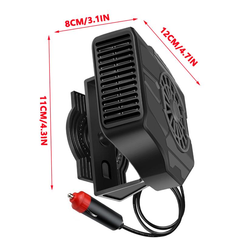 12V 120W/24V 200W Car Electric Windshield Heater Car Defroster Cooling Heating Fan Defogger Black Defogging Defrosting Fan