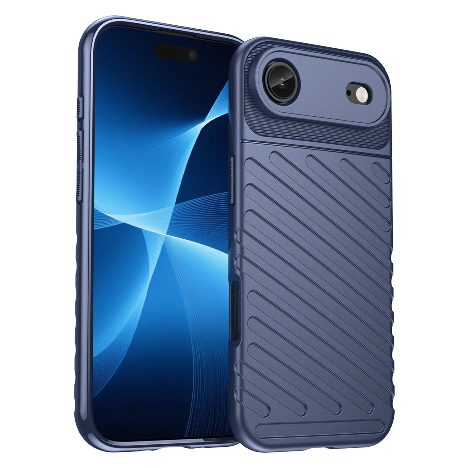 

For iPhone 17 Air Case Twill Texture TPU Shockproof Protective Phone Cover Blue