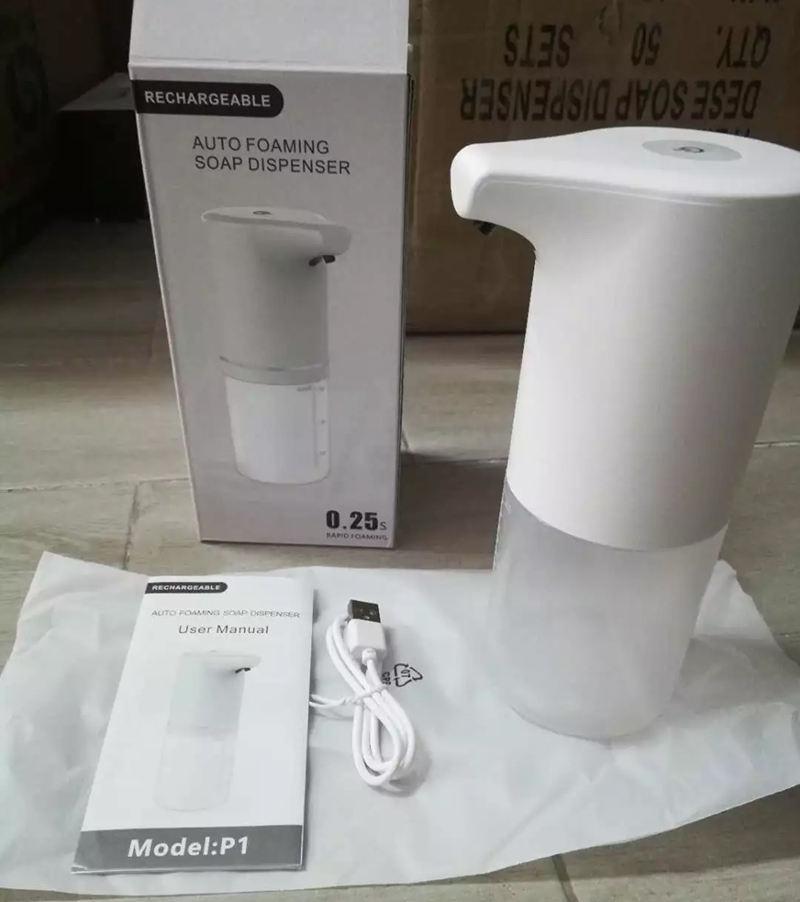 Hotel Rechargeable ABS Plastic Hand Sensor Touchless Dish Foam Automatic Liquid Soap Dispenser Refillable Bottle USB Charging