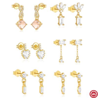 Leichter Luxus S925 Sterlingsilber Persönlichkeit Temperament 8-förmiges Unendlichkeitssymbol 8-Zeichen Geometrisch Pferdeaugen Diamant Ohrstecker Ohrringe