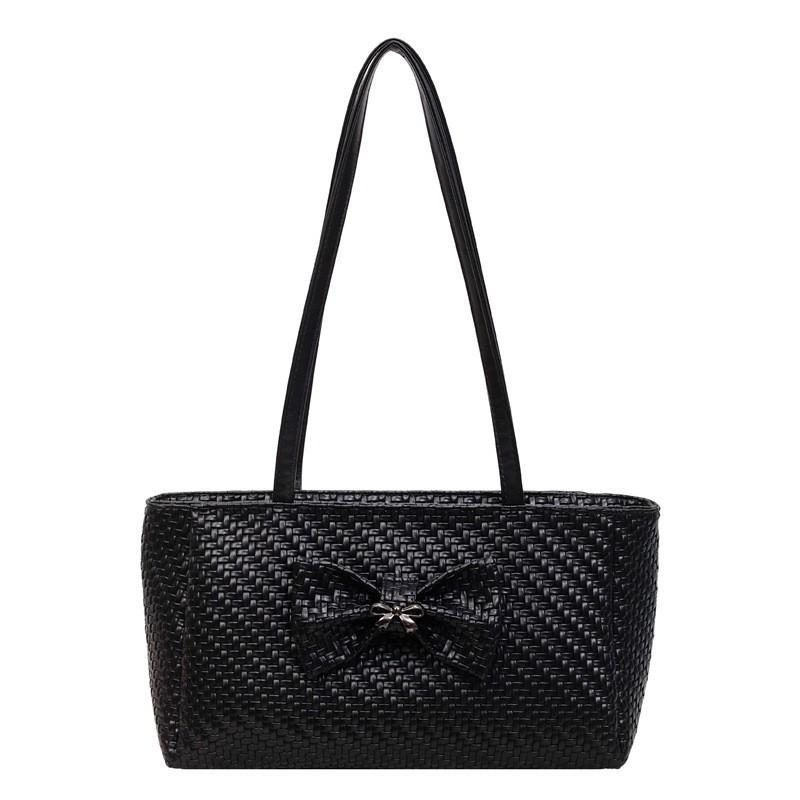 Korean Internet Celebrity Large-capacity Commuting Tote Bag Women s Fashionable Niche Knitted Single-shoulder Underarm 37x11x20 чёрный