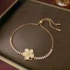 European & American Women's Zircon Flower Necklace & Rotatable Pendant Earrings Set