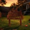 Halloween Landscape Accents Rusty Metal Pumpkin Garden Stake, Spooky Evil Face Welcome Yard Sign, Silhouette Stakes Outdoor Decorative Lawn