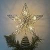 Wrought Iron Luminous Glitter Treetop Star Christmas Decoration