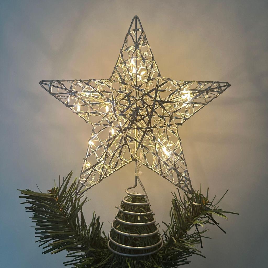 Wrought Iron Luminous Glitter Treetop Star Christmas Decoration