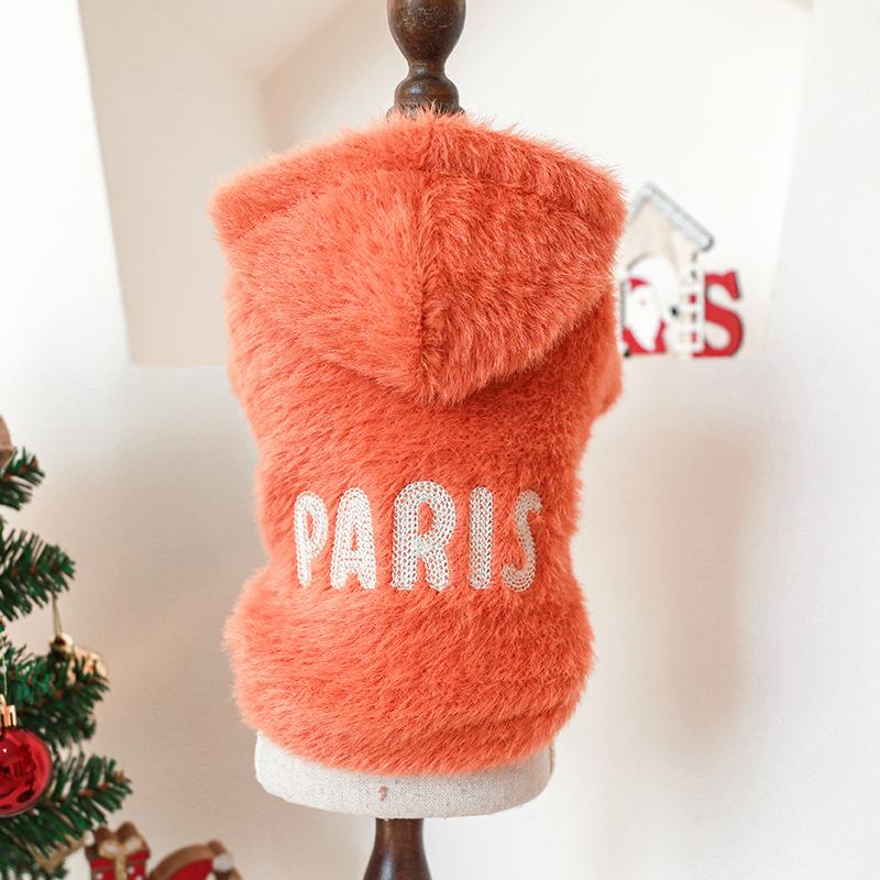 Pet Clothing Wholesale Autumn and Winter New Dog Clothing Warm Sweater Plus Velvet Paris Alphabet Sweater Pet Clothes