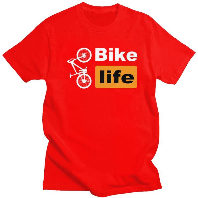 

Custom Cool Bike Life T Shirt Men Pure Cotton Tshirt MTB Mountain Bicycle Cyclist Biking Tee Tops Streetwear Tshirt S