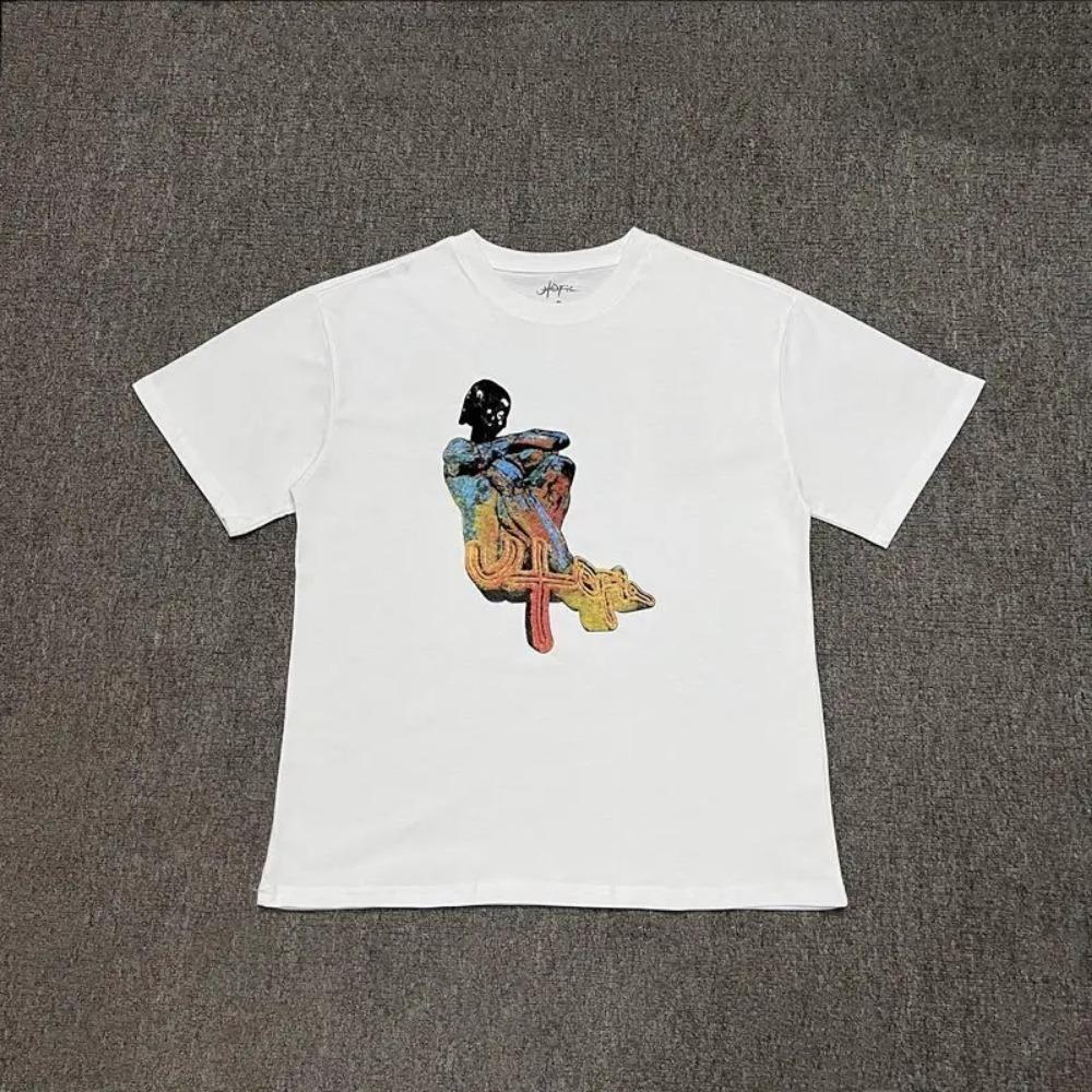 GLYDE Cactus Utopia Joint Album Printed Short Sleeve Summer Casual Round Neck Y2k Men Clothed Oversized T-shirt