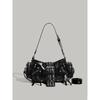 Women's Y2k Punk Vintage Shoulder Purse PU Leather Gothic Rivet Handbag Waist Bag Luxury Black Cross Body Bags with Spikes
