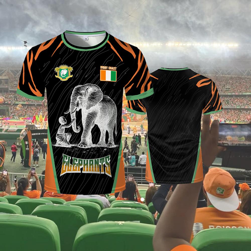 2025 Nové tričko s tématem Pobřeží slonoviny Outdoorové sportovní prodyšné rychleschnoucí dres Unisex Dres pro fanoušky Afrického poháru národů