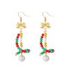 Festive Floral Bead Cluster Drop Earrings Nickel Free Alloy Comfortable Lightweight Holiday Accessory Set