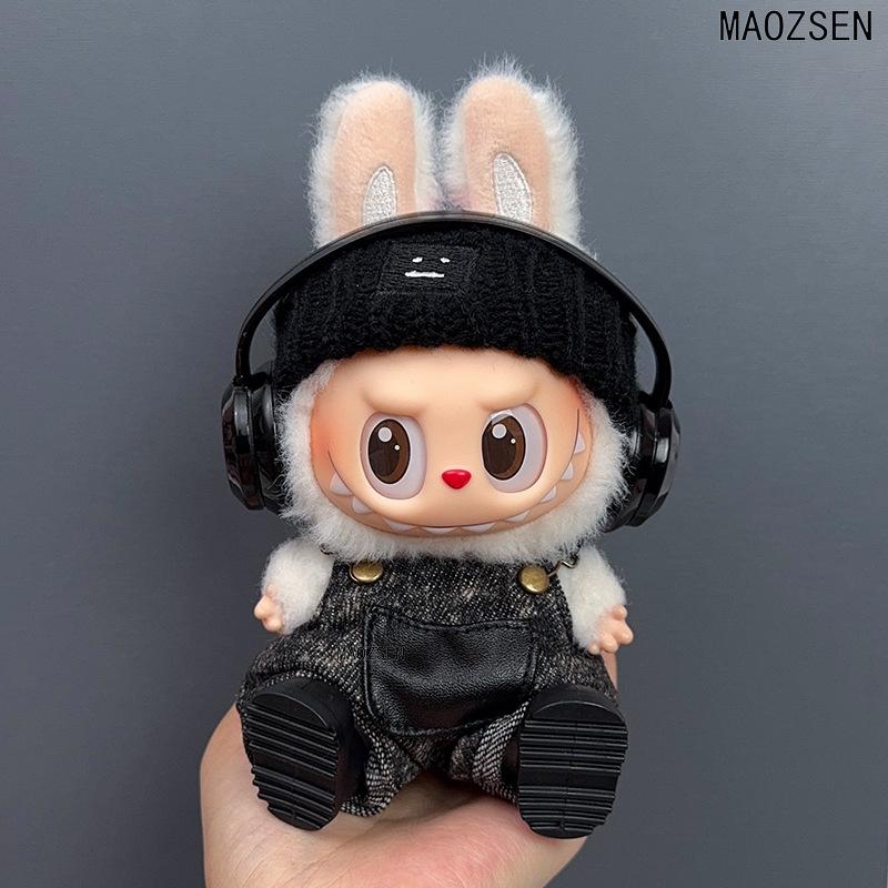 New 17cm Bubu Doll Trendy Spy Overalls with Headband & Headphones for First, Second, and Third Generation Dolls