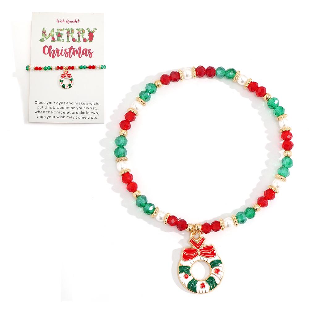 Christmas Crystal Beaded Bracelets with Santa and Snowman Charms - Holiday Gift Assortment