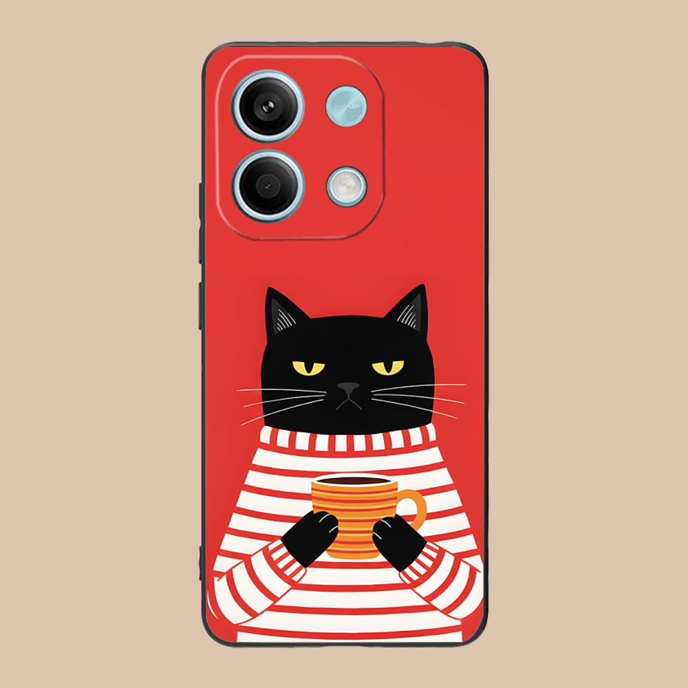 

Cute Coffee Cat Matte TPU Mobile Phone Case for POCO M7 M6 M5 M4 M3 X7 X6 X5 X4 X3 Pro GT 5G Colorful Printing Cover Poco X3 GT