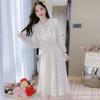 French Ruffled Floral Dress for Women In Spring New Style Waist-hugging Temperament Bow Tie Base Skirt