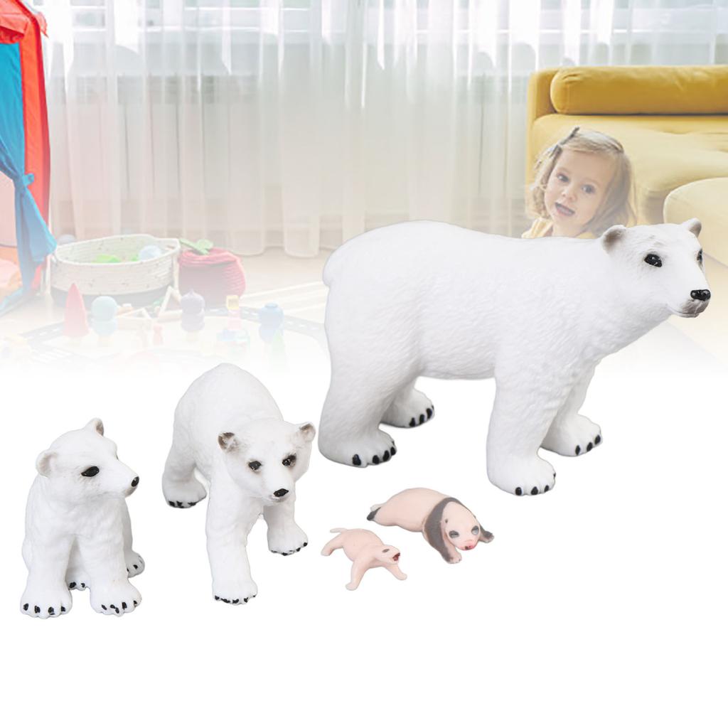 5pcs Simulation Animal Model Simulation Polar Bear Growth Ornament Children Cognitive Growth Cycle A