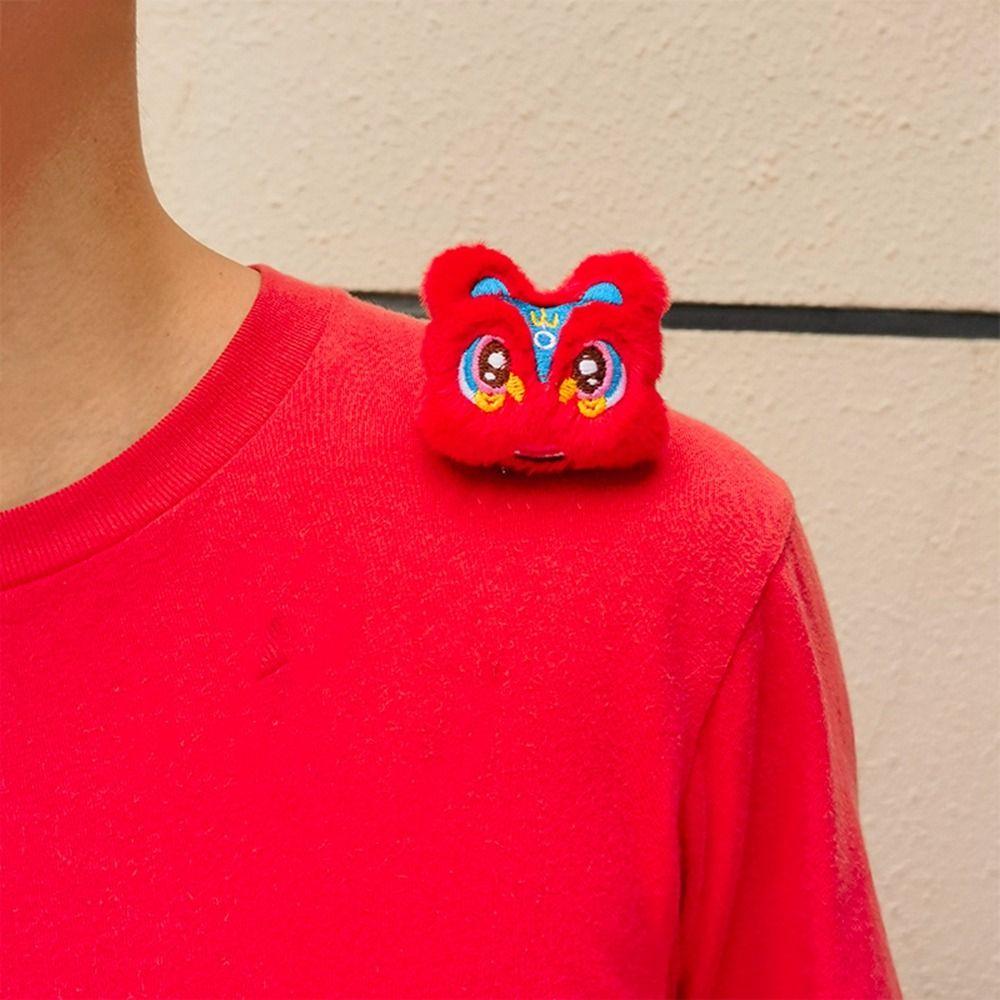 Lucky Lion Dance Brooch Dancing Lion Chinese Style Pin Kawaii Spring Festival Pin  Unisex