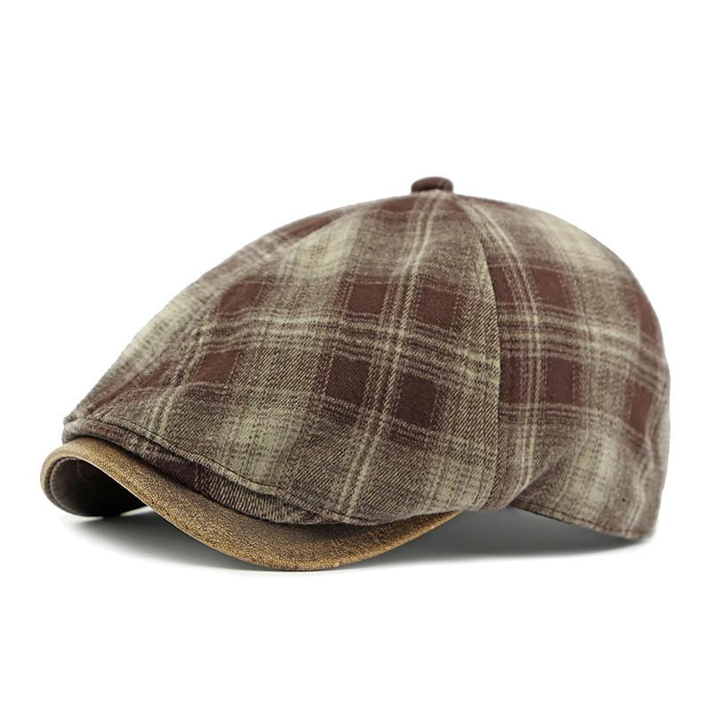 

Берет Женская кепка весна осень зима клетчатая кепка ретро кепка маляра мужская кепка Форвард Восьмиугольная кепка кофейный