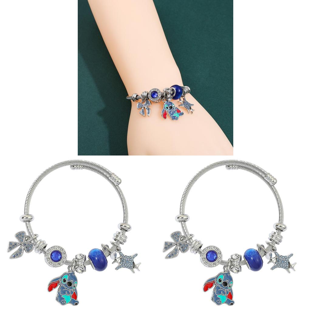 Braccialetto Cartoon Stitch con Ciondolo in Lega e Diamante Gioiello per Regalo Souvenir di Viaggio