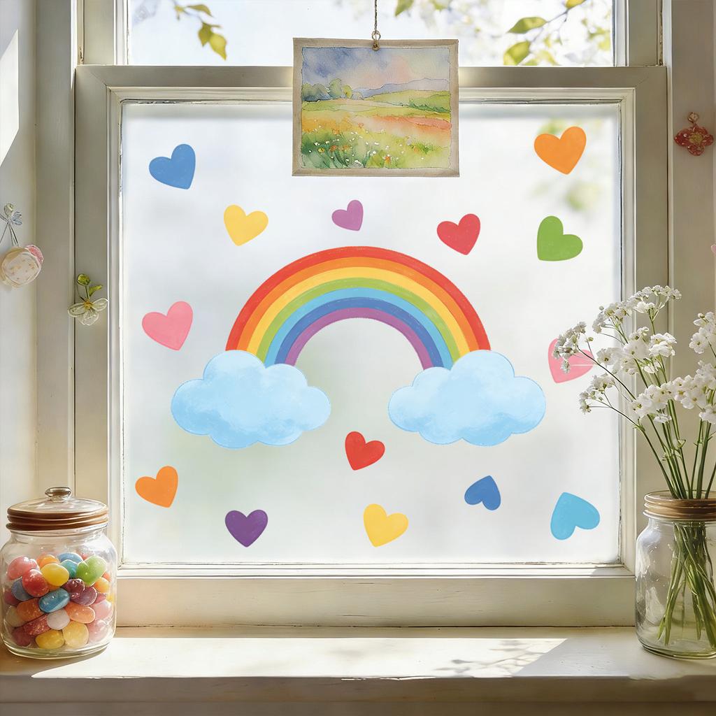 Rainbow Love Wall Sticker - Decorates Children's Room, Living Room, Kitchen and Bathroom Walls