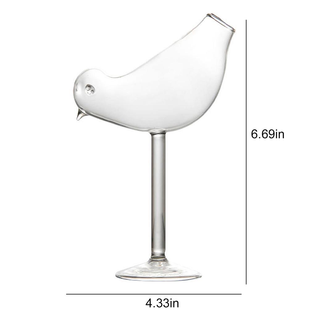 150ml Smoked Cocktail Goblet Glasses Multi-Purpose Elegant Bird Shaped Glass Transparent Goblet Glass for Champagne Drinks Wine