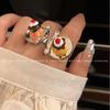 Fashion Hip Hop Design Cake Ring Cherry Chocolate Fruit Cake Afternoon Tea Ring Birthday Gift Accessories Cute Food Rings Girl