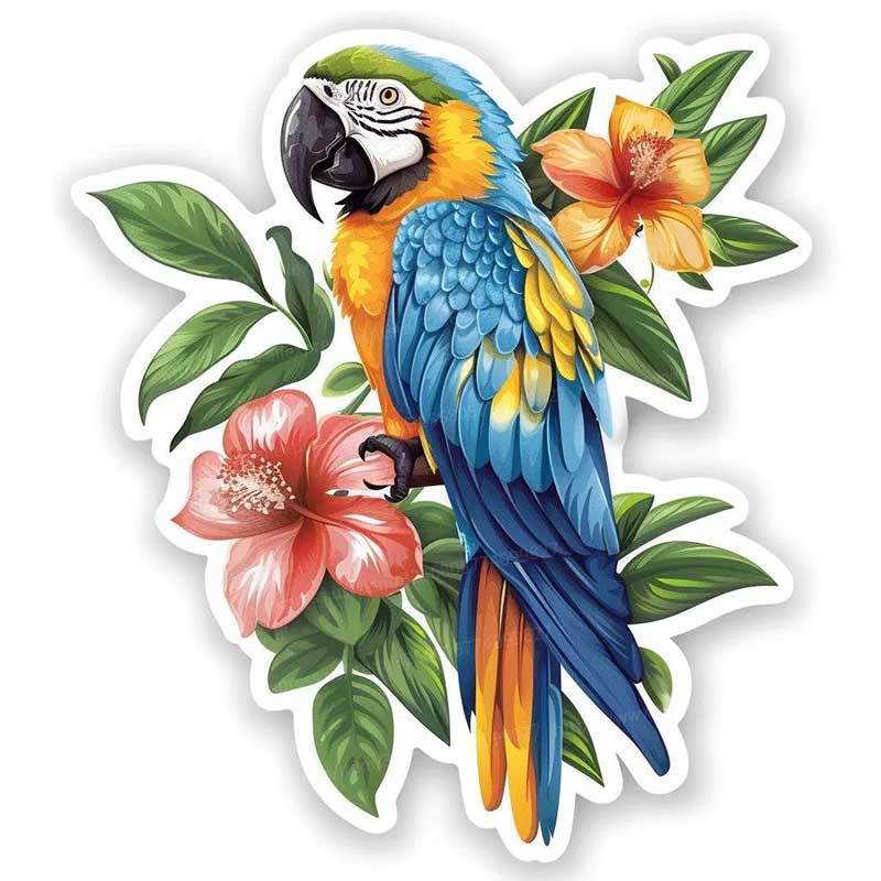 

Blue Parrot Car Sticker Vinyl Decal Waterproof Rear Window Motorcycle Camper Bumper Truck Laptop Decoration Y163 A-15cm Longest Side