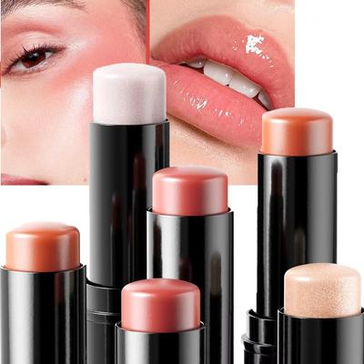 Wässriger Highlighter-Stick 3D-Gesichtskonturierungs-Lippenbalsam Multifunktionales Highlight-Aufhellungs-Seidenraupen-Perlglanz-Lippenstift-Make-up