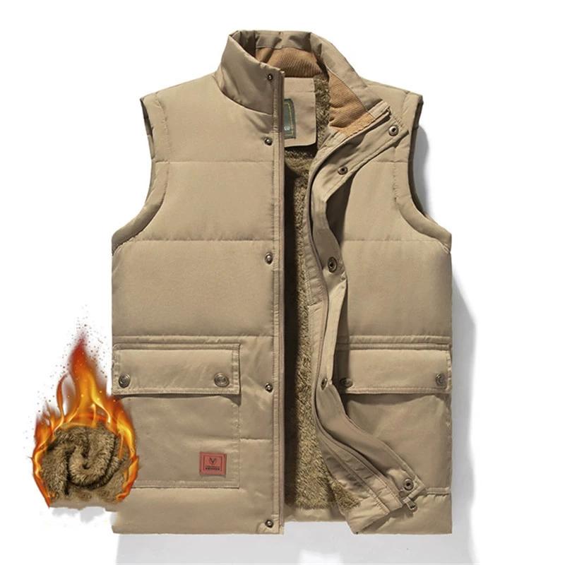 Autumn Winter Men's Waterproof Vest Jackets Sleeveless Coat Fashion Big Size Male Warm Waistcoat Fleece Vest Men Clothing