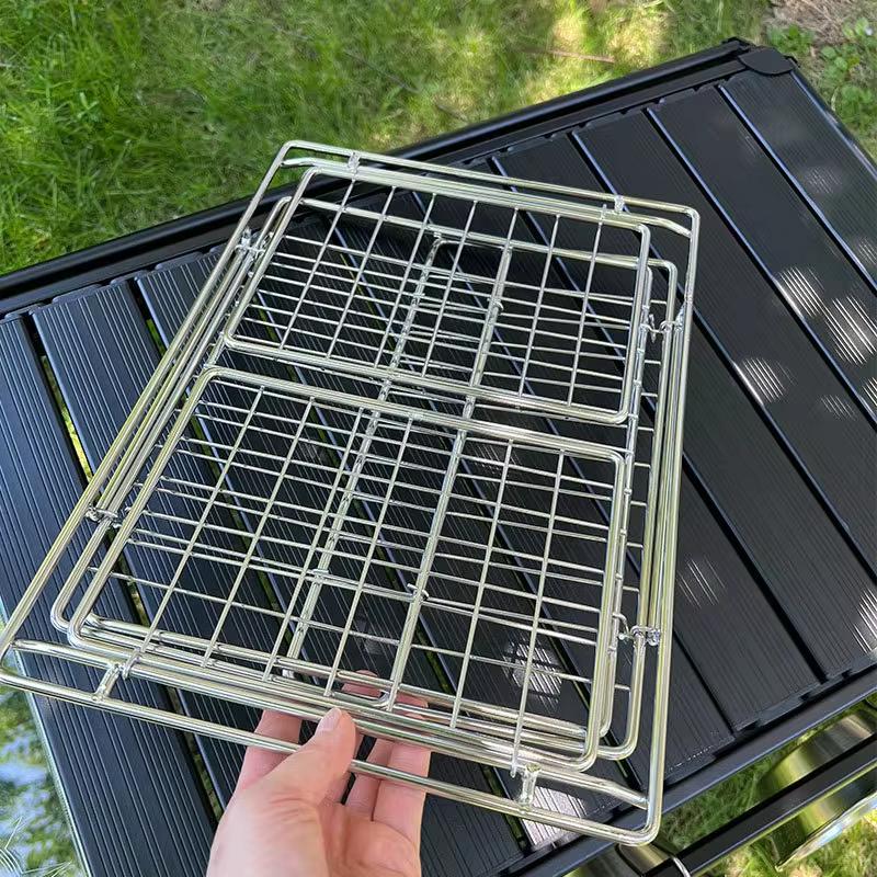 IGT Folding Storage Basket Stainless Steel One Unit Drain Basket Outdoor Camping Multi-Functional Egg Roll Table Accessories