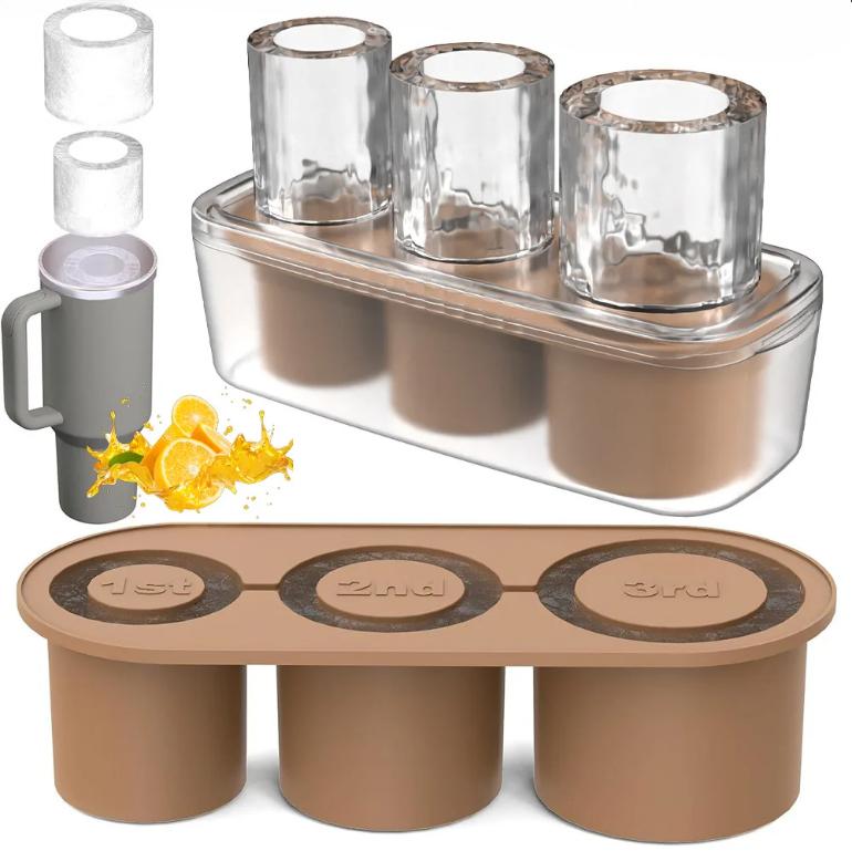Ice Cube Tray Mold for Stanley Cup, Silicone Ice Cube Maker With Lid for 30-40oz Tumbler Chilling Whiskey, Cocktails, Drinks