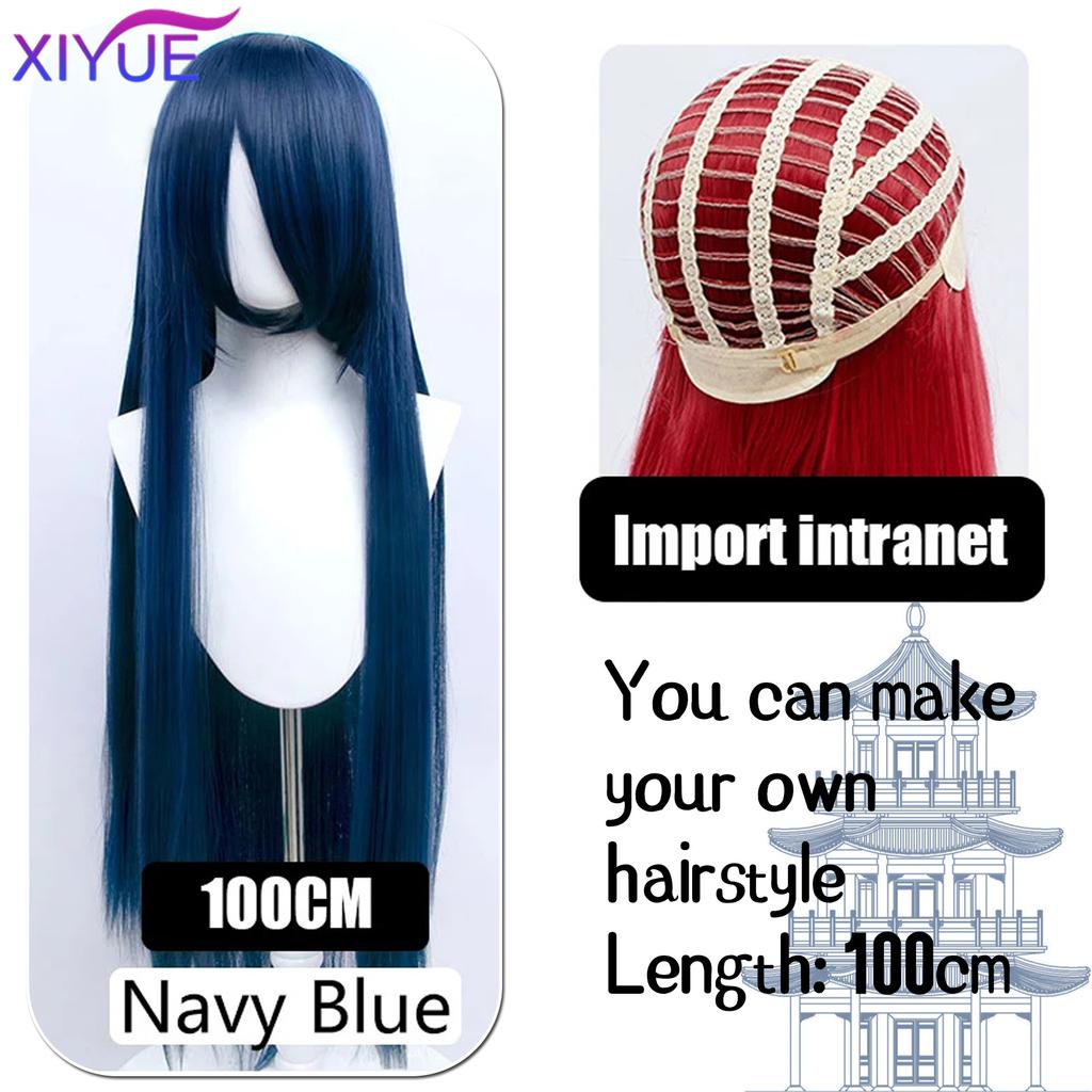 XIYUE Parrucche Cosplay Lunghe Sintetiche Colorate 100cm Parrucca Lolita Verde Rosa Bionda Viola Liscia Acconciatura per Festa di Halloween