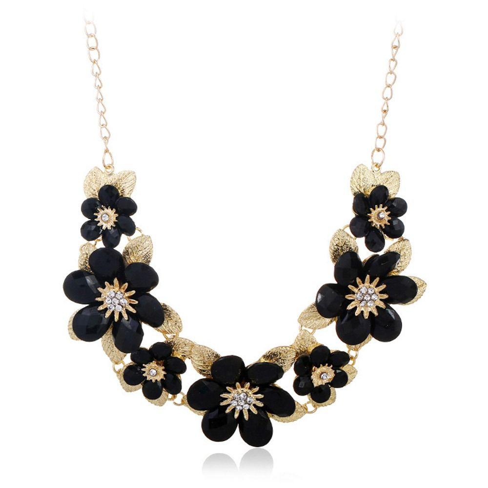 Flower Necklace Earring Ring Set Exquisite Clavicle Chain Fashion Flower Jewelry Set  Banquet