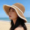 Breathable Straw Fisherman Hat Foldable Hollow Beach Cap Fashion Bucket Hat  for Spring Summer