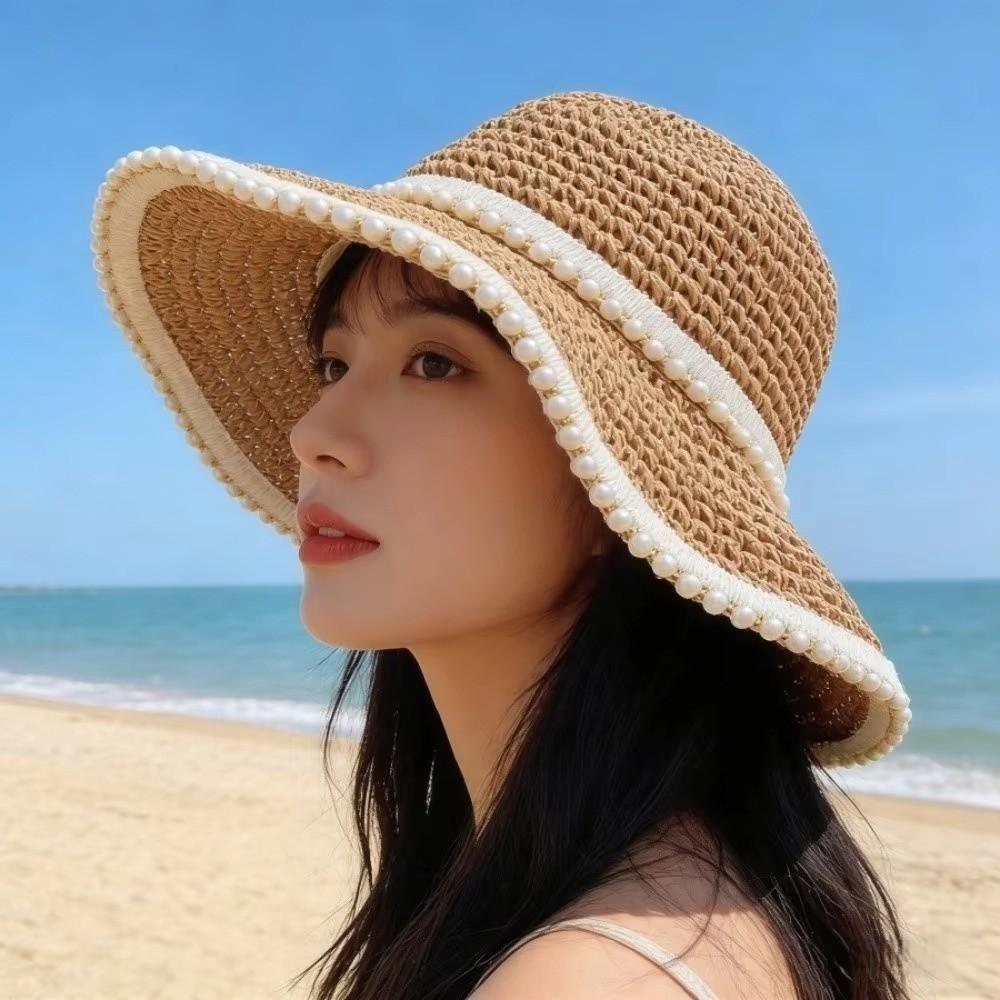 Breathable Straw Fisherman Hat Foldable Hollow Beach Cap Fashion Bucket Hat  for Spring Summer