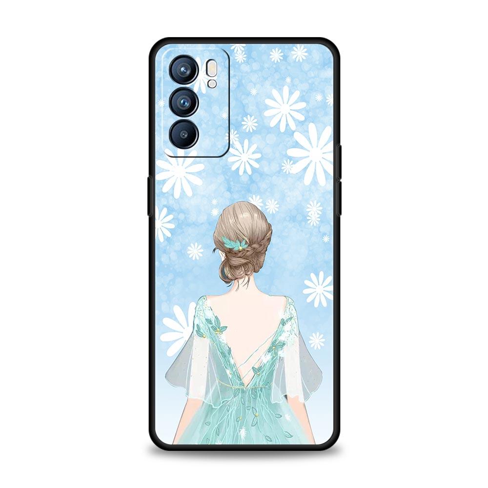 Fashion Pretty Girl Evening Dress Case For Oppo Reno14 Reno13 Reno12 11 F 10 Find X5 X9 Pro A54 5G A53 A9 A78 4G A80 A98 Cover
