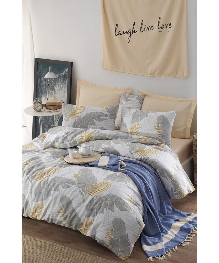 Kup Stk Easy Iron Duvet Cover Set Double Gold Leaf Gray Joom