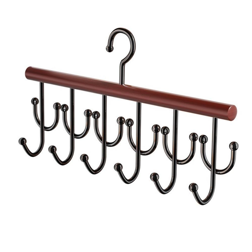Wall Mounted Wooden Sling Hanger 360 Degrees Rotating Space Saving Camisole Clothes Hanger with 18 Hooks Large Capacity