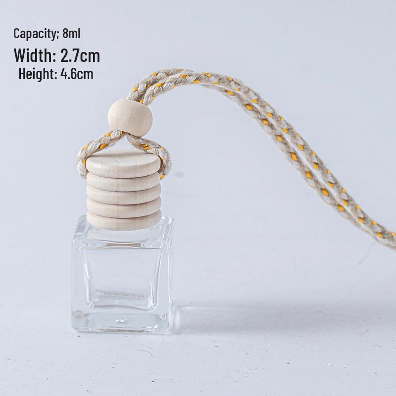 Прозрачная квадратная стеклянная бутылочка-диффузор для автомобиля с подвеской-шнурком для пополнения