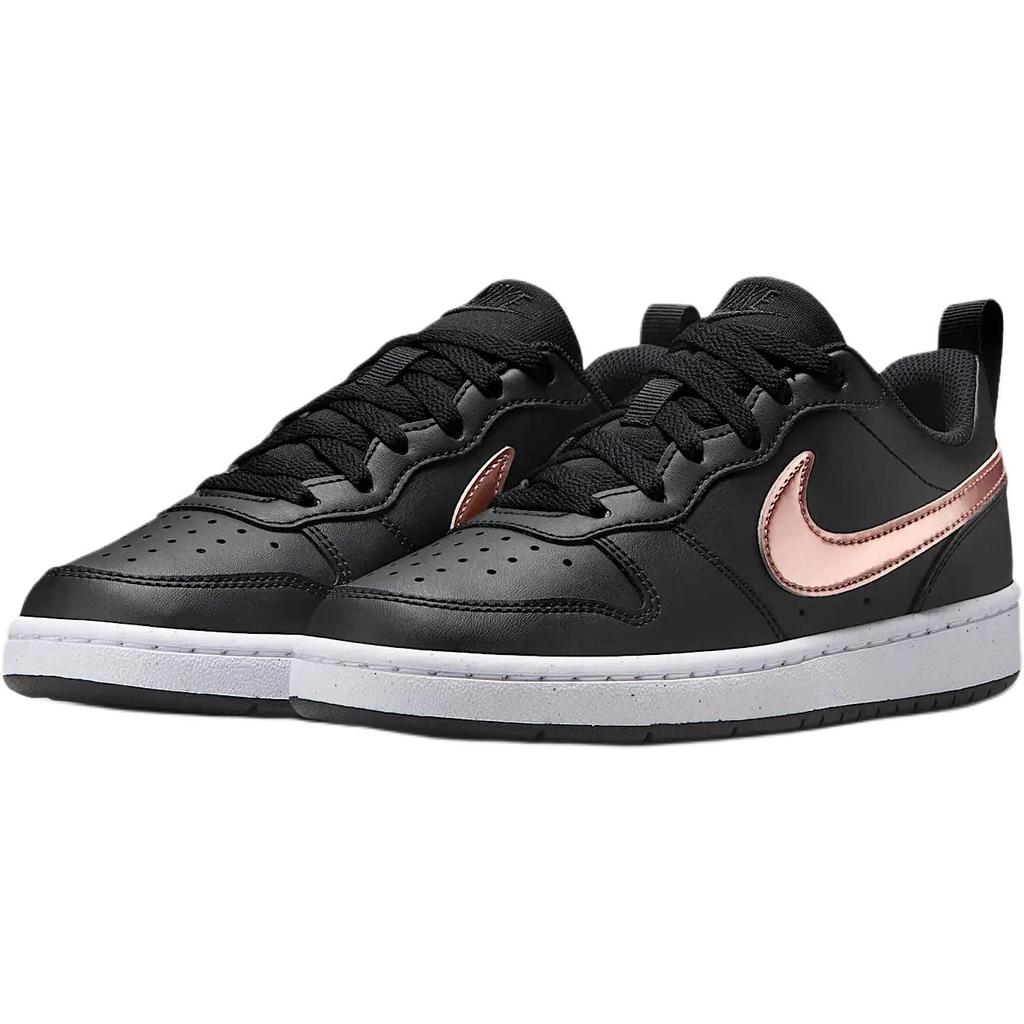 Nike Court Borough Leather Low top Skateboard Shoes Black Gold Unisex HF7307-001